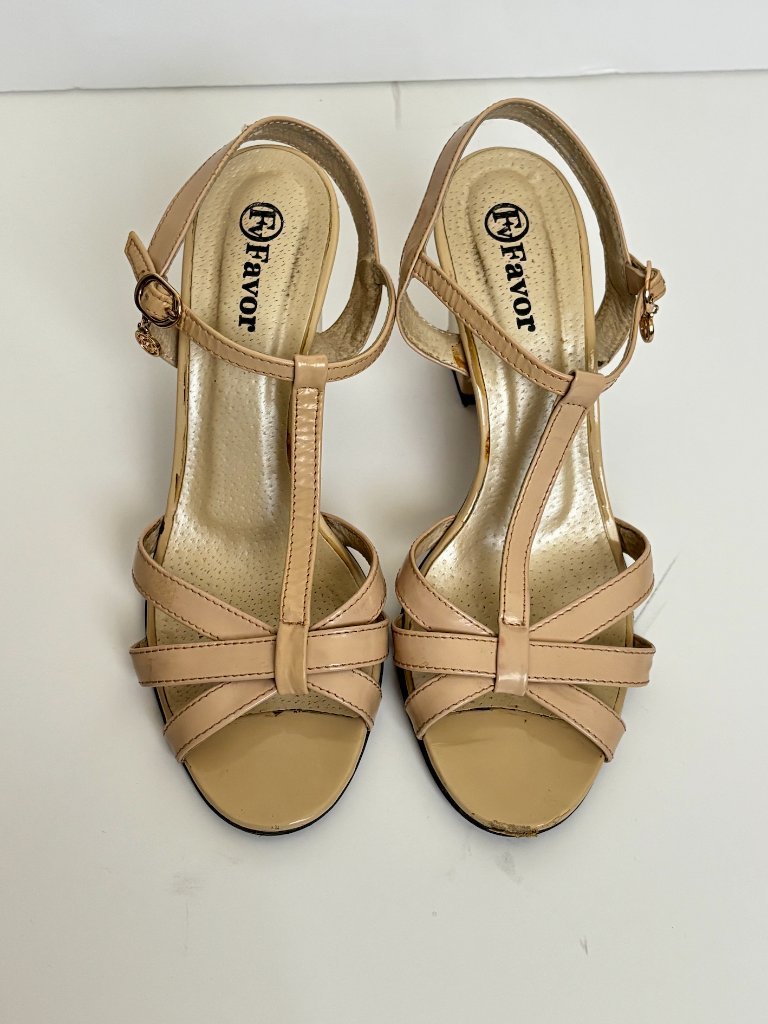 Nude Strappy Mid Heel Sandals Size 9