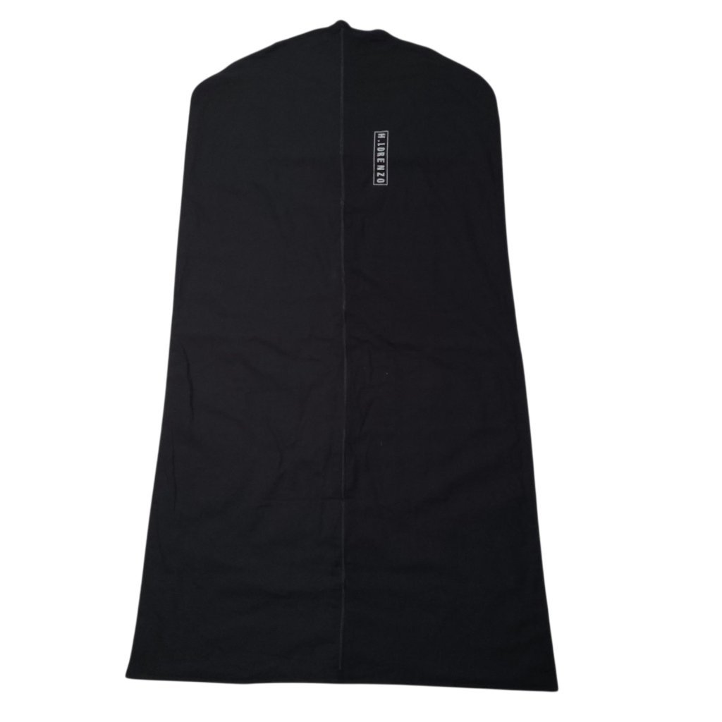 H. Lorenzo Black Garment Bag Logo Spell Out Fabric Zipper Empty Read 48 X 24 In
