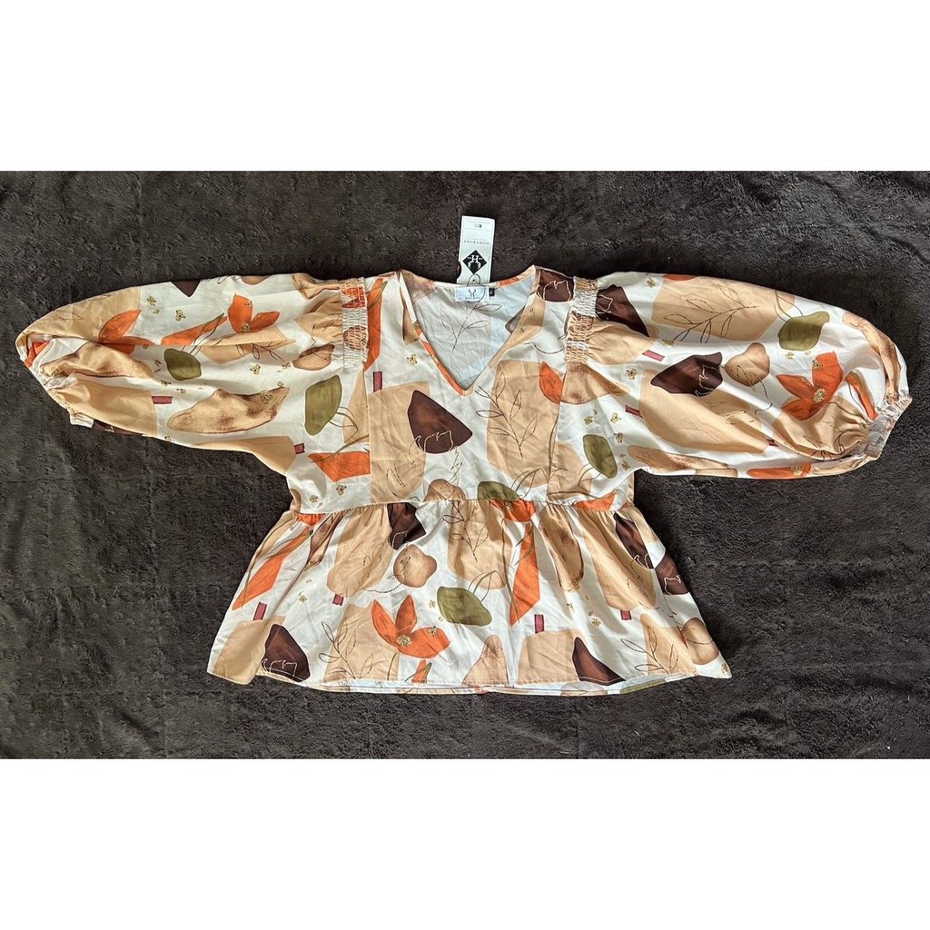 Homebody Boutique Blouse Autumn Themed Size Large