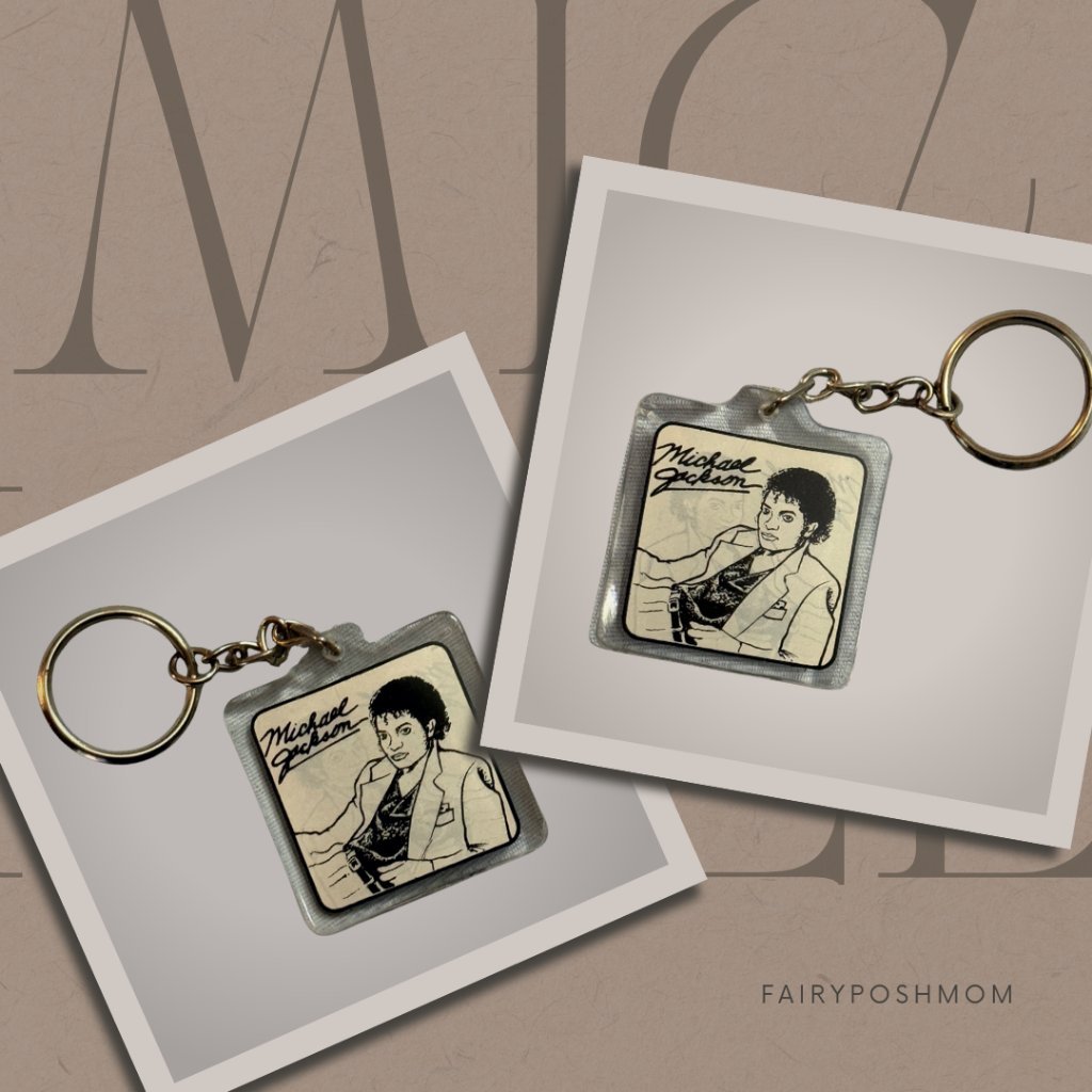 Michael Jackson Thriller Album Cover Keychain Black & White Mj Collectible