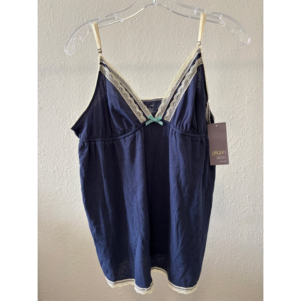 Gilligan & O Malley Blue Cotton Lace Cami/Tank Adjustable Straps New