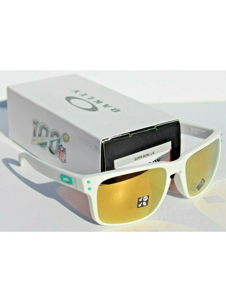 Oakley Holbrook Polarized Sunglasses Matte White/Prizm 24k Miami Super Bowl Liv