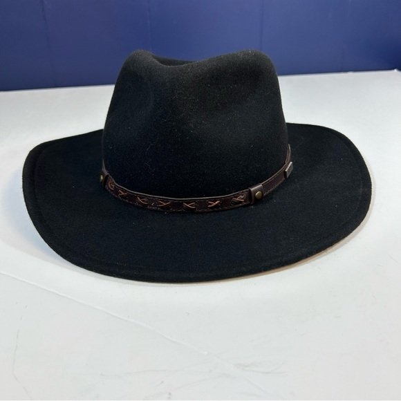 Conner Handmade Crossroads Crushable Black Wool Hat Size L