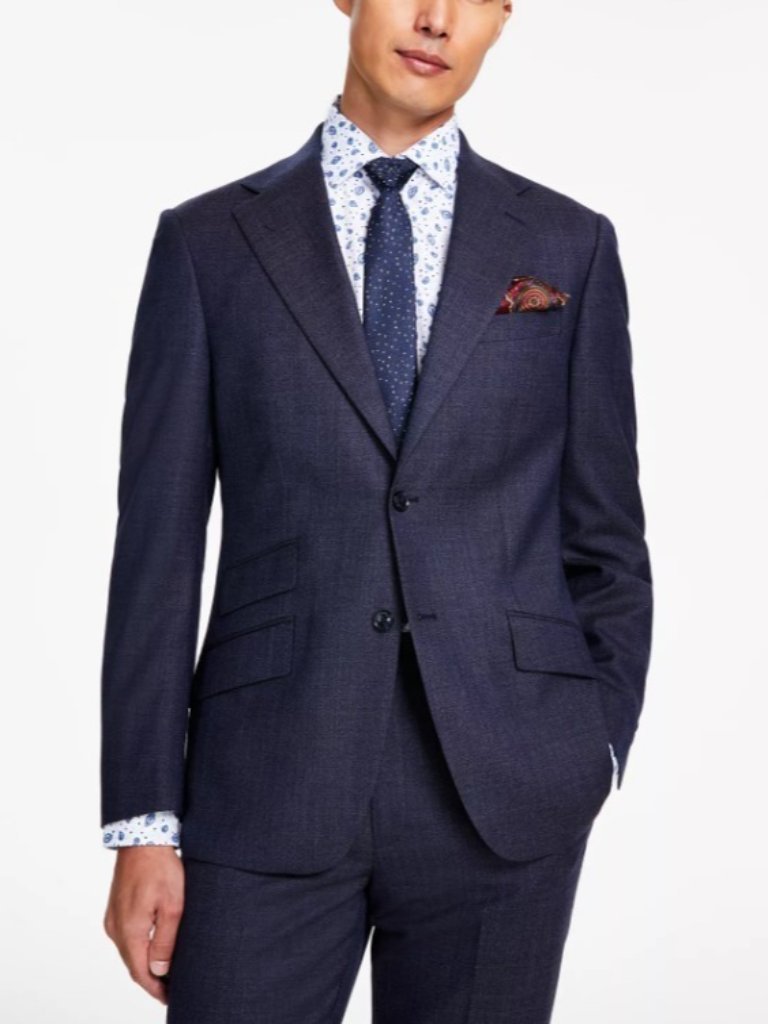Tallia Men's Slim-Fit Stretch Solid Suit Jacket Blue Solid Size 44s