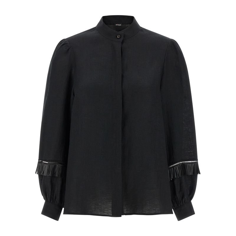 Kiton Black Linen Women's Blouse