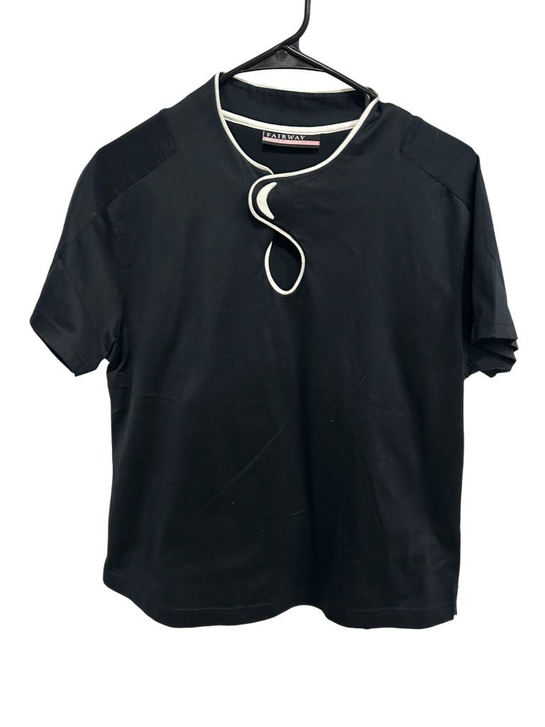 Fairway Golf & Resort Black White Trim Snap Neck Top Size Xl Preppy Gorpcore