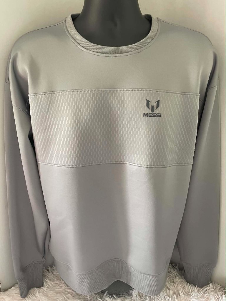 Nwt Messi Collection Mens Crew Neck Long Sleeve Sweatshirt In Monument Gray