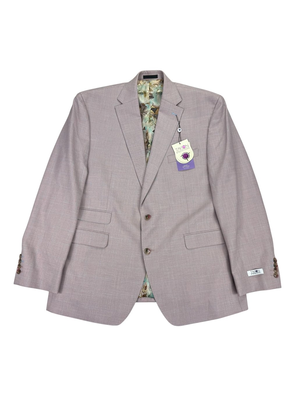 Tayion Mens Agordy Regular Fit Windowpane Suit Jacket Pink Blue 44r