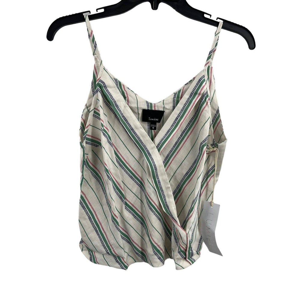 Lumiere Faux Wrap Striped Tank Small New