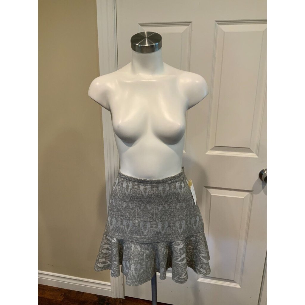 Hunter Dilan By Hunter Bell Gray Textured Ruffle Hem Mini Skirt, Size L, Nwt!