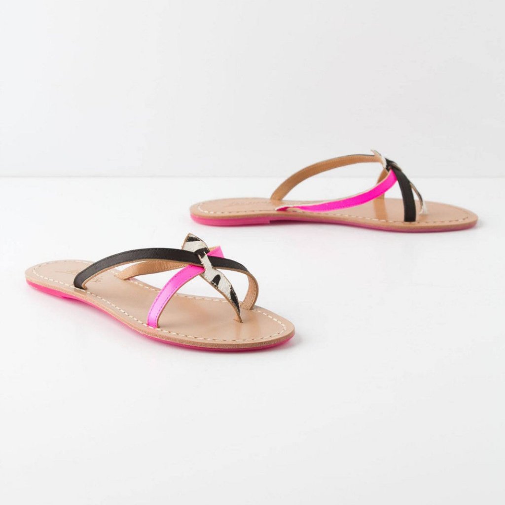 Anthropologie Zanzibar Slides Leather Beach Summer Sandals Flats By Ioannis