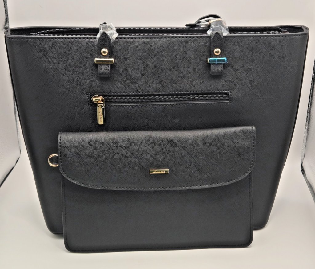 Lovevook Classic Black Purse/Work Tote Bag, Top Handle Shoulder Bag - Large