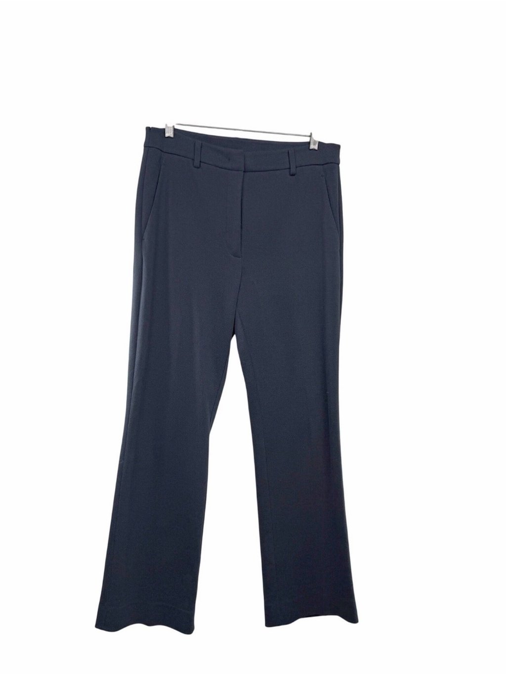Weekend Maxmara Twill Knit Wide Leg Trousers Women Size M Flat Front Navy Blue