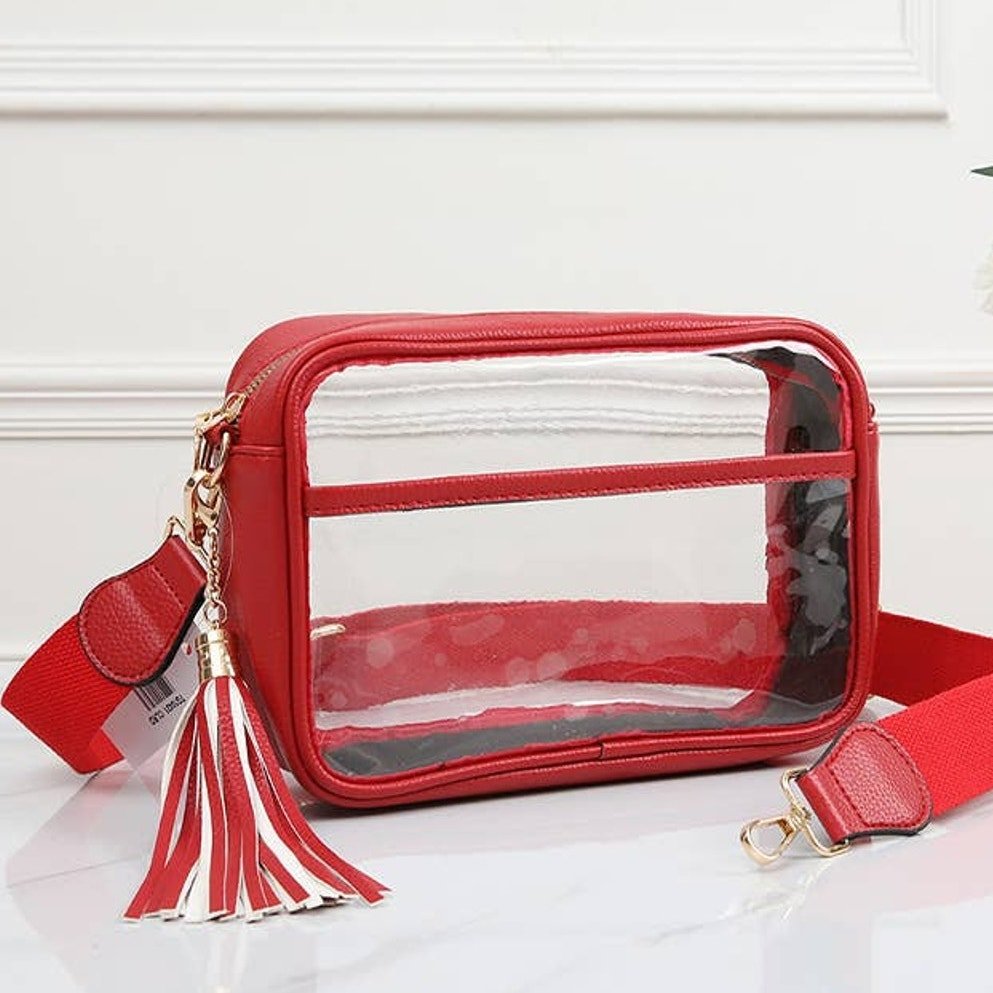 Clear Crossbody Camera Bag Red Trim