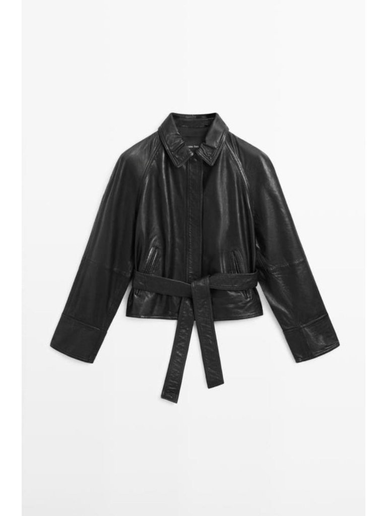 Massimo Dutti Nappa Leather Jacket With Belt