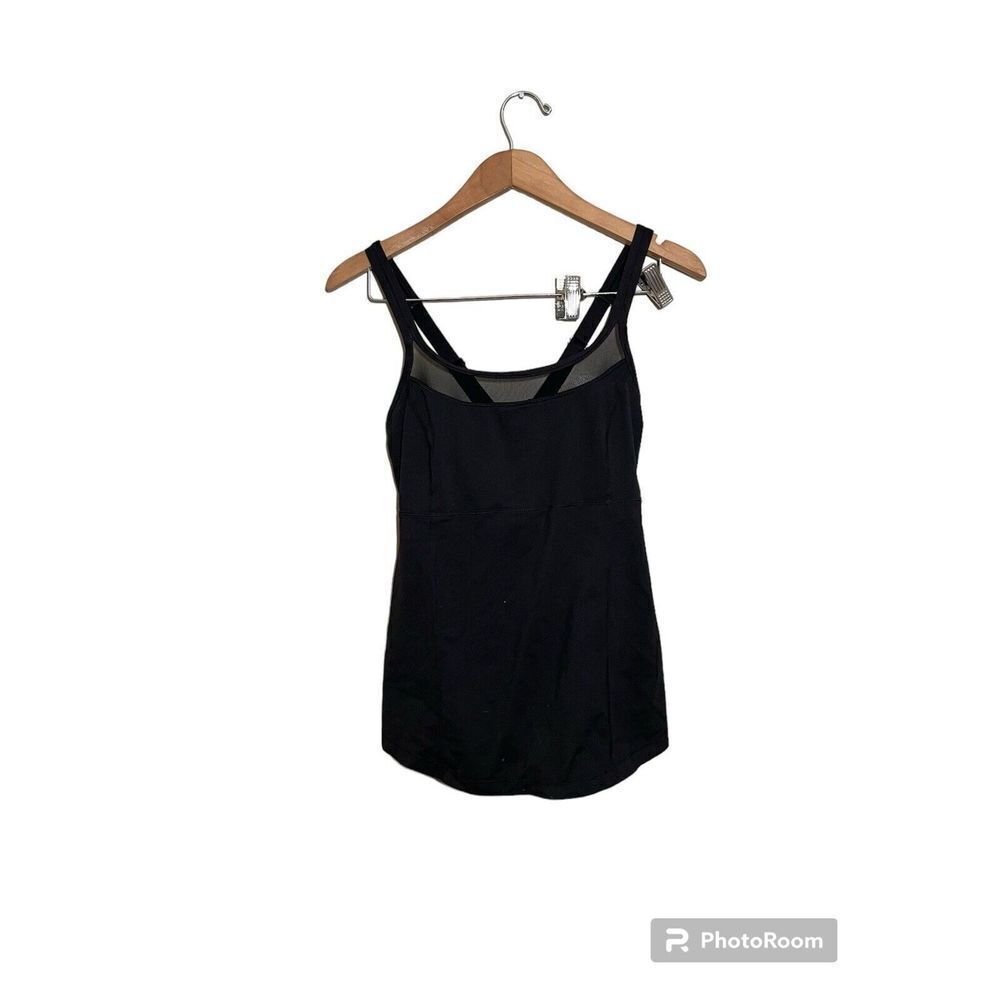 Prana Womens Tank Top Size Medium Mesh Convertible Straps Bra Black Flaw