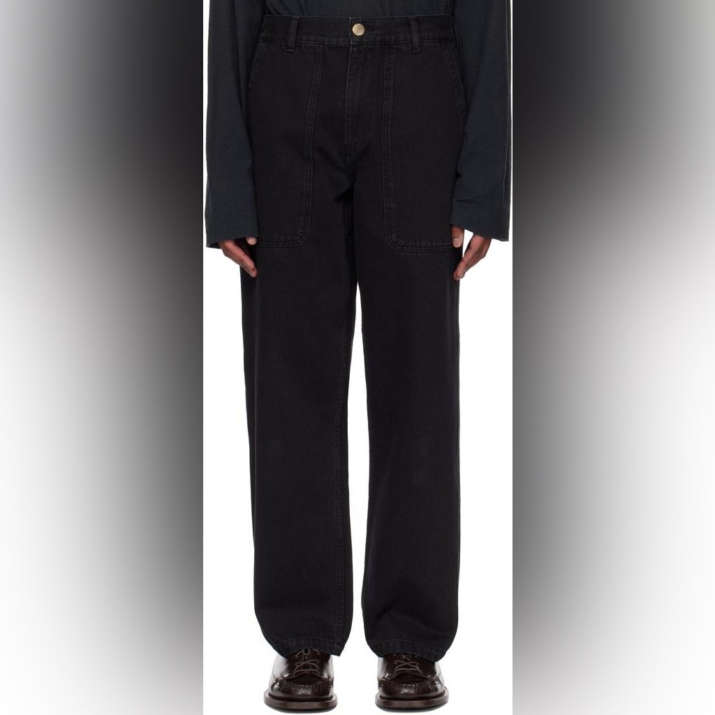 Palmes Men’s Black Twill Patch Trousers Jeans Size 48 (Us 32 Waist) Nwt