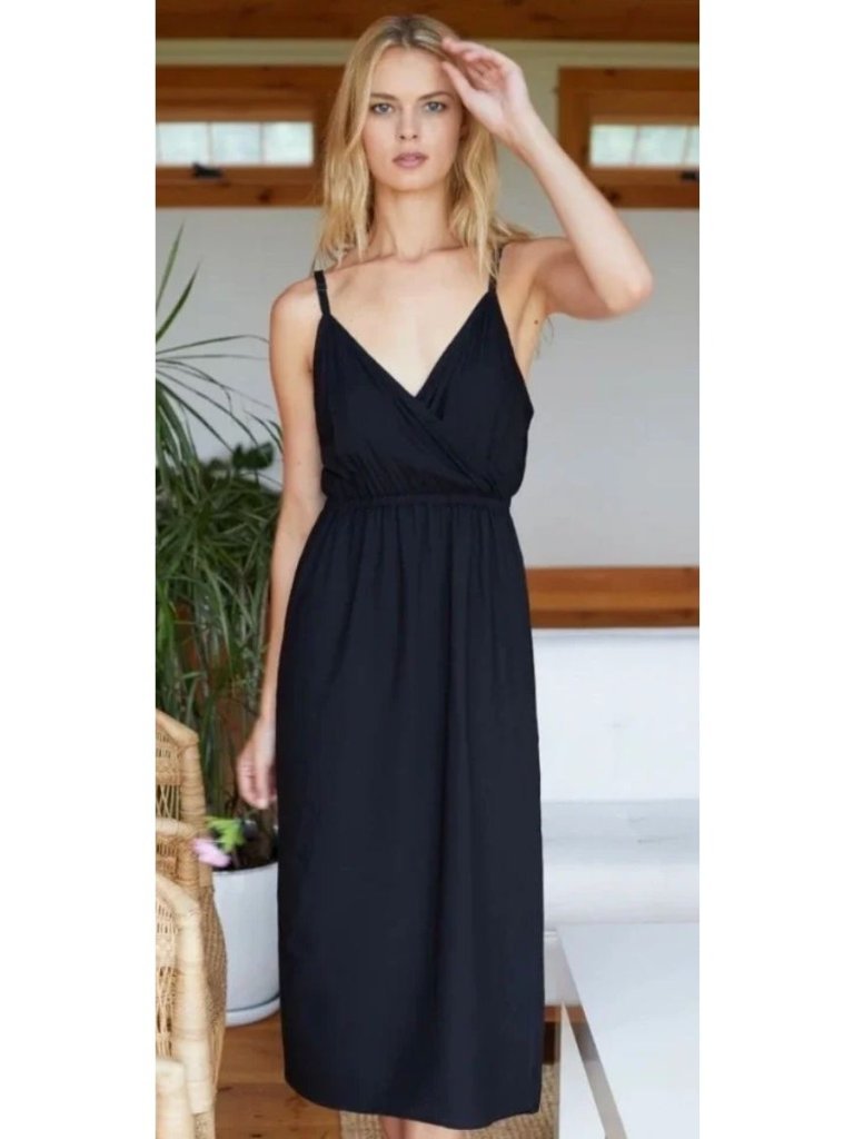 Nwt Emerson Fry India Collection Little Island Dress Black Midi-Sz Large