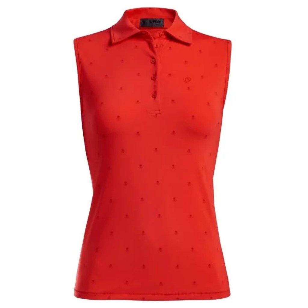 G/Fore Womens Skull Killer T's Sleeveless Golf Polo Top Size S Xl Poppy Red New