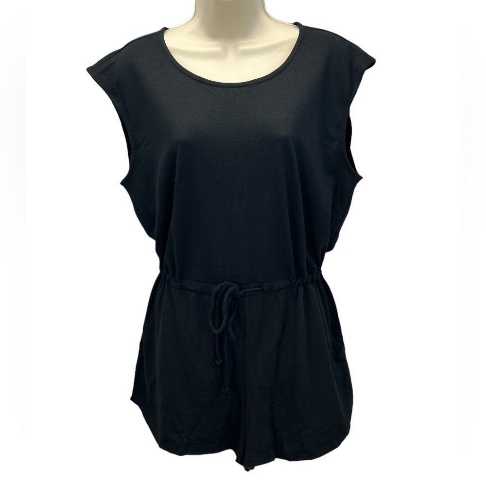 Jenni Intimates Sleeveless Tie Waist Romper - Black - Size Medium