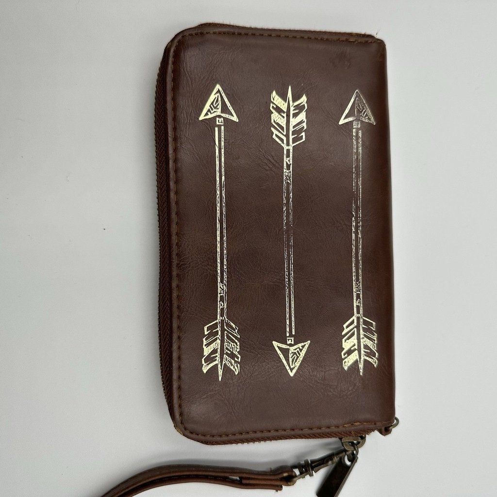 Boho Arrow Wristlet Wallet Brown Zip Around Clutch Western Aztec Tribal