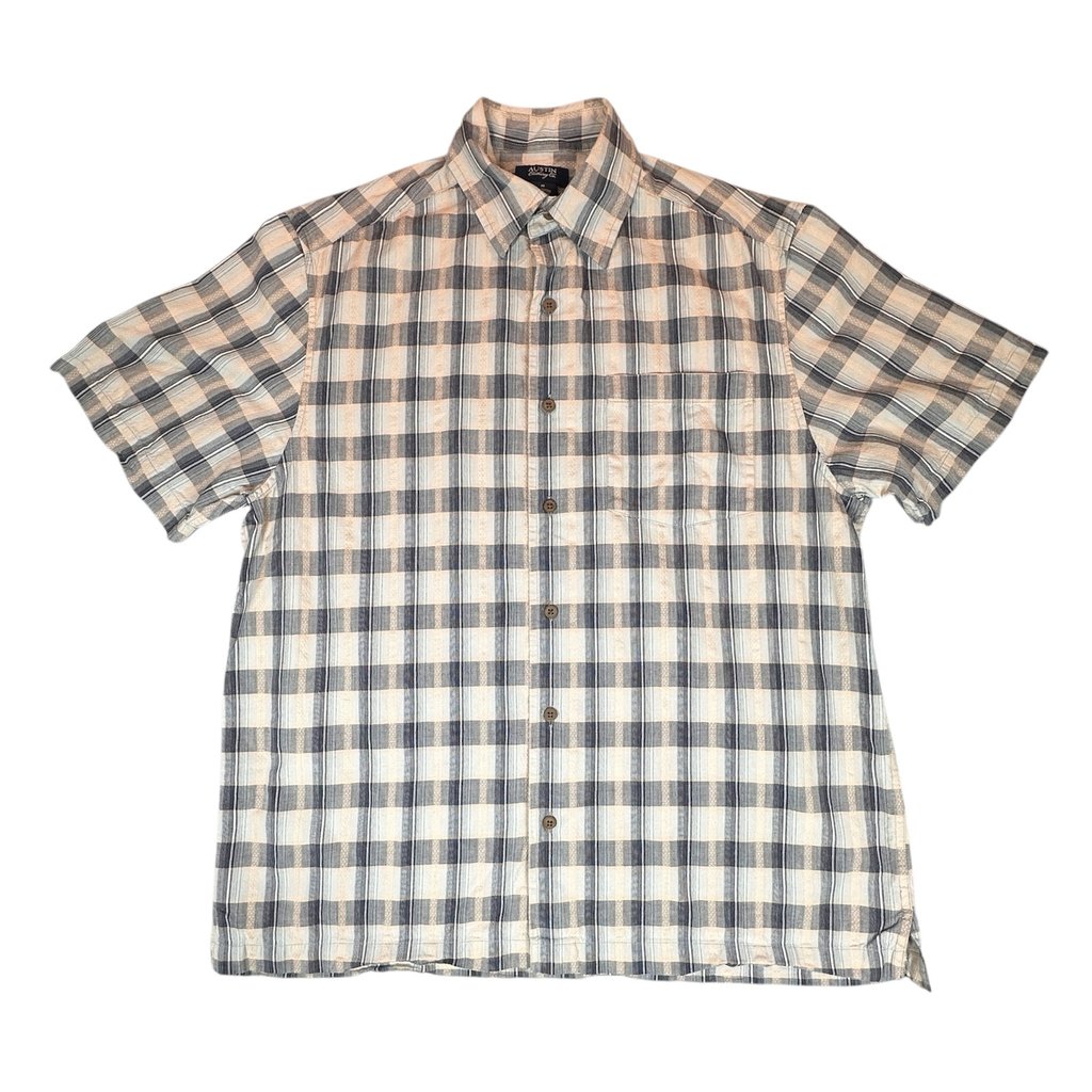Austin Clothing Co Shirt Mens Medium Brown Plaid Short Sleeve Button Up Top