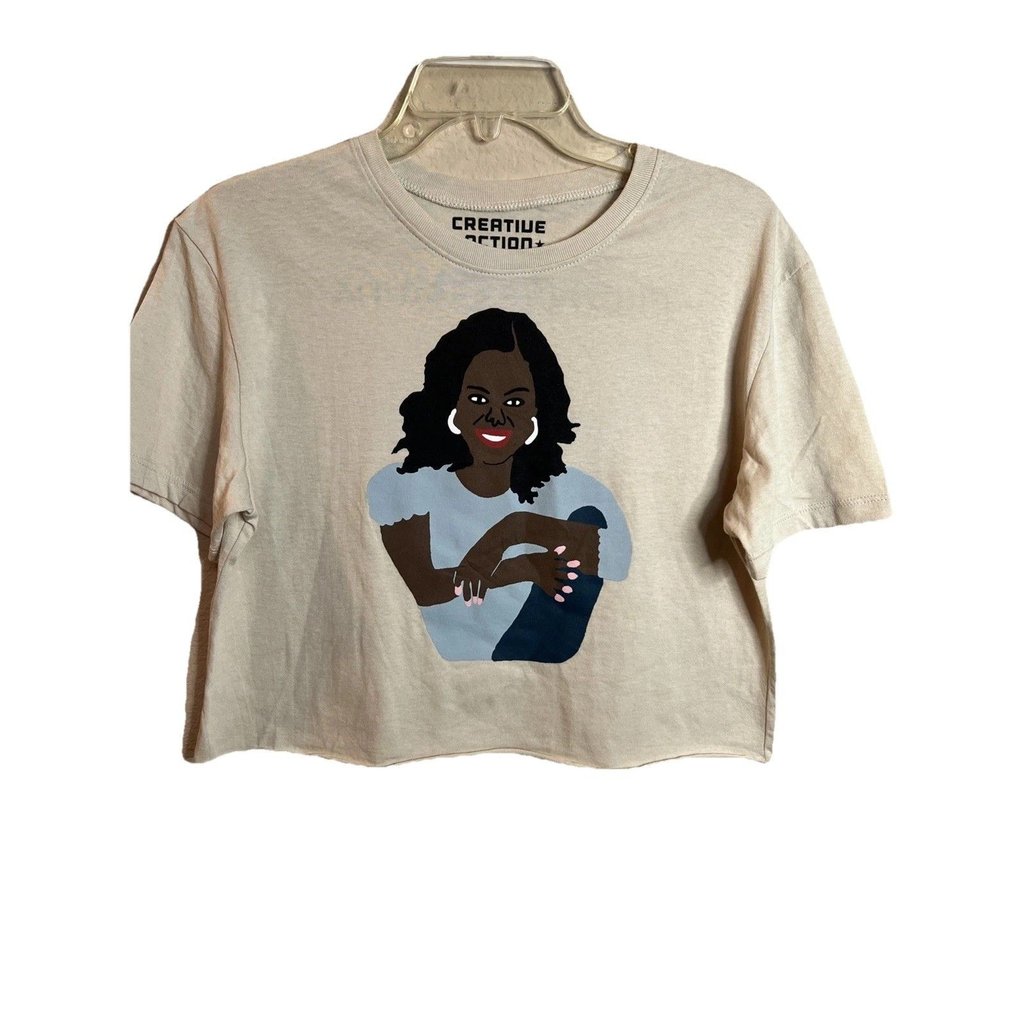 Michelle Obama Cropped Tan Tshirt Size Small Nwot