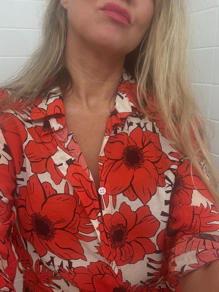 Summer Dress With Flower Pattern - Size: M