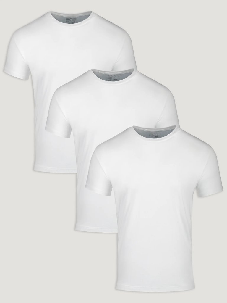 3-Pack Fresh Clean Threads White Tees Luxuriously Soft T-Shirts