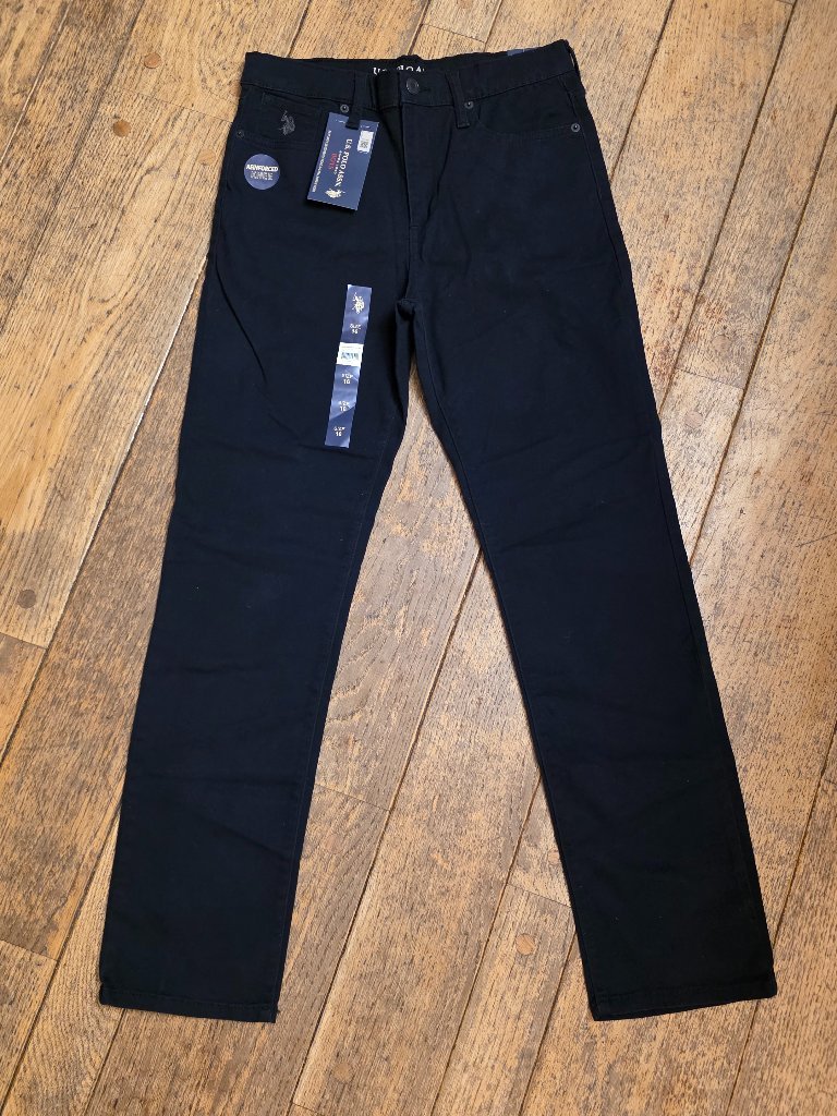 Nwt U.S. Polo Assn. Boys Black Straight Twill Pants Size 16