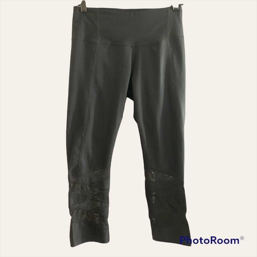Apana Leggings Black With Mesh See Through Size Small