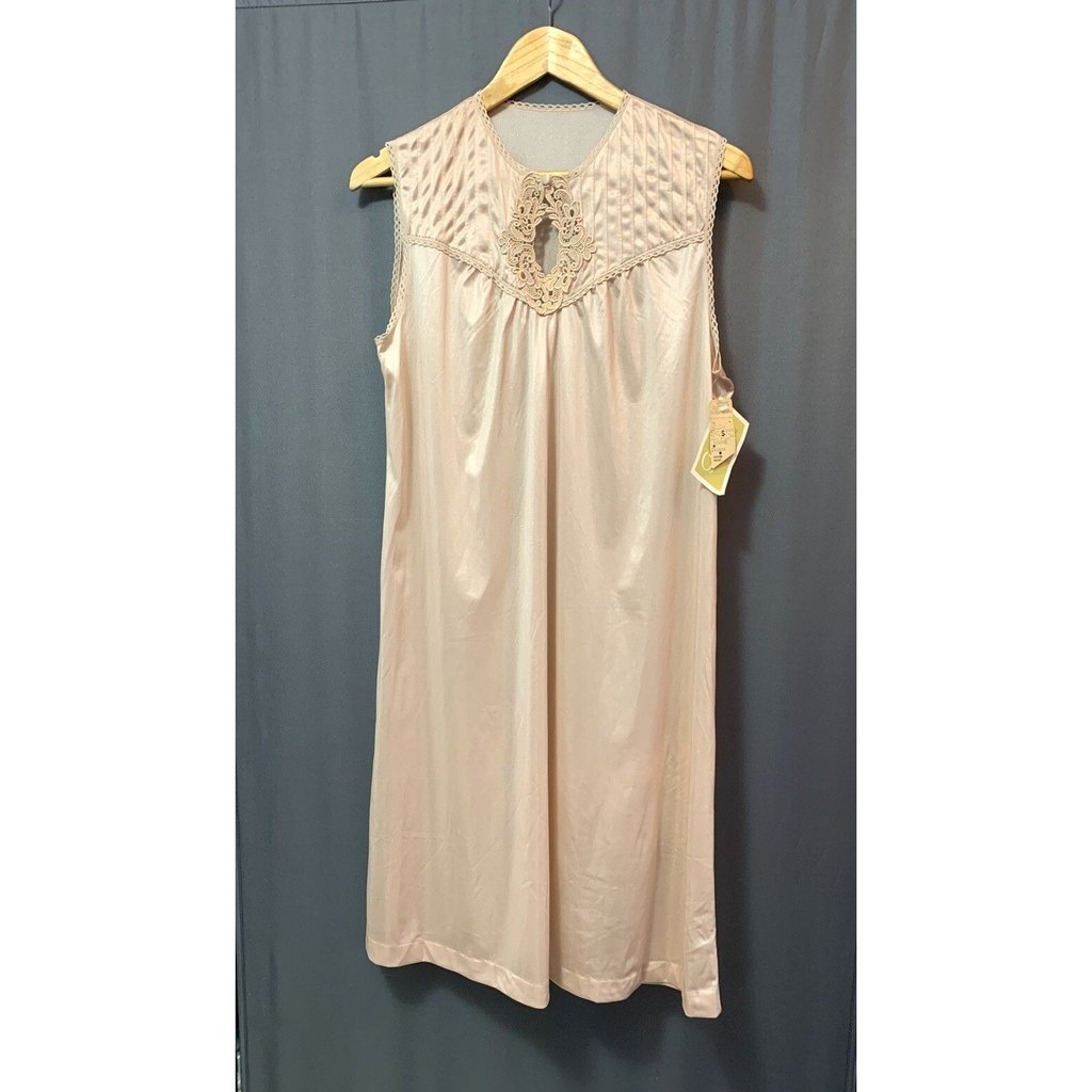 Vtg 80s Gossard Artemis Nightgown Slip Dress Small Beige Coquette Romantic Fairy