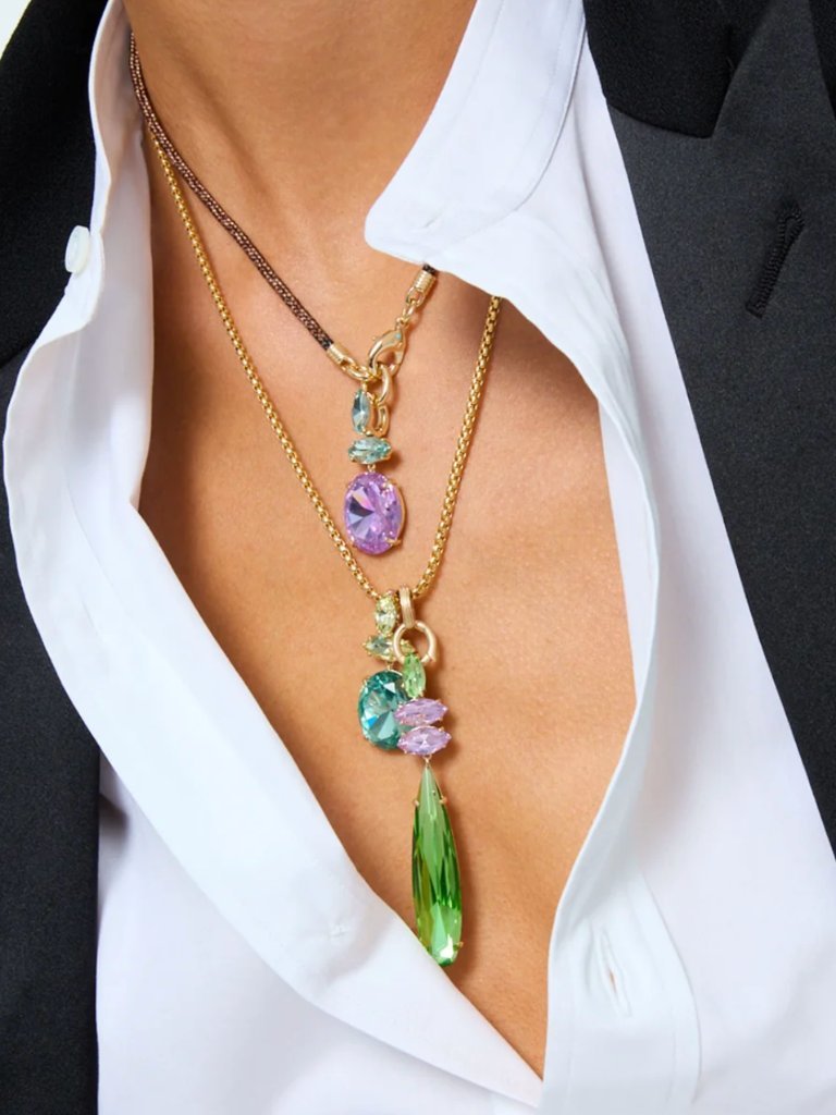 Roxanne Assoulin The Crystal Icicle Pendant Necklace Crushed Violet Green Apple