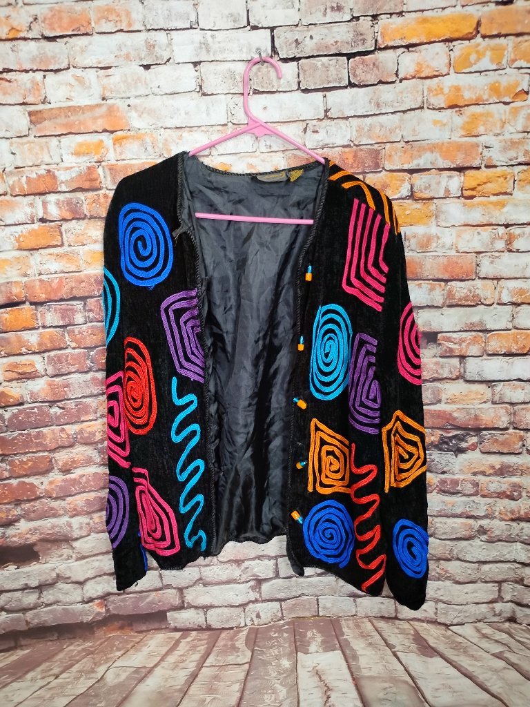 Allure Black Colorful Knitted Jacket