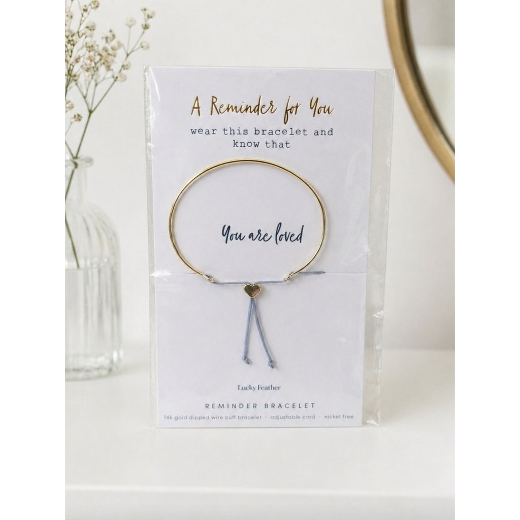 Lucky Feather You Are Loved 14k Gold Dipped Heart Cuff Bracelet New