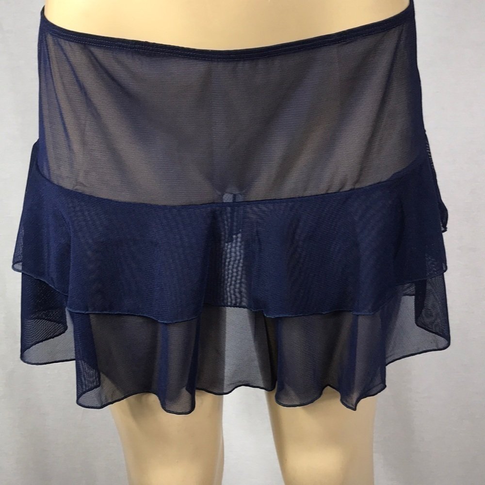 Zuliana Size Medium Blue Mesh Ruffle Skirt. Made In Usa. New With Tag.