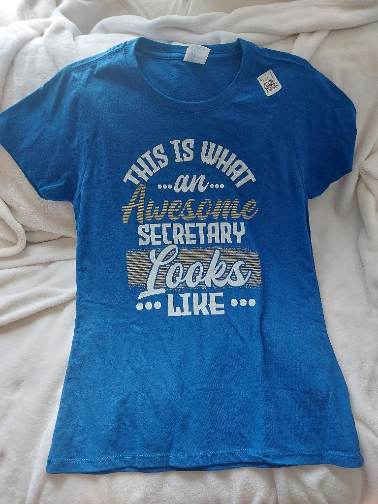 Port & Company Awesome Secretary Graphic Tee T-Shirt Blue M Nwt
