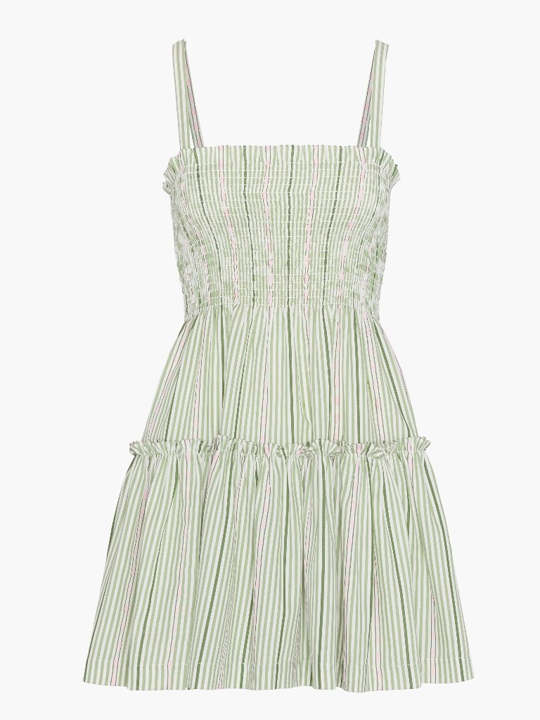 Hill House Home The Seraphina Mini Nap Dress - Green Jacquard Stripe Size Mgreen