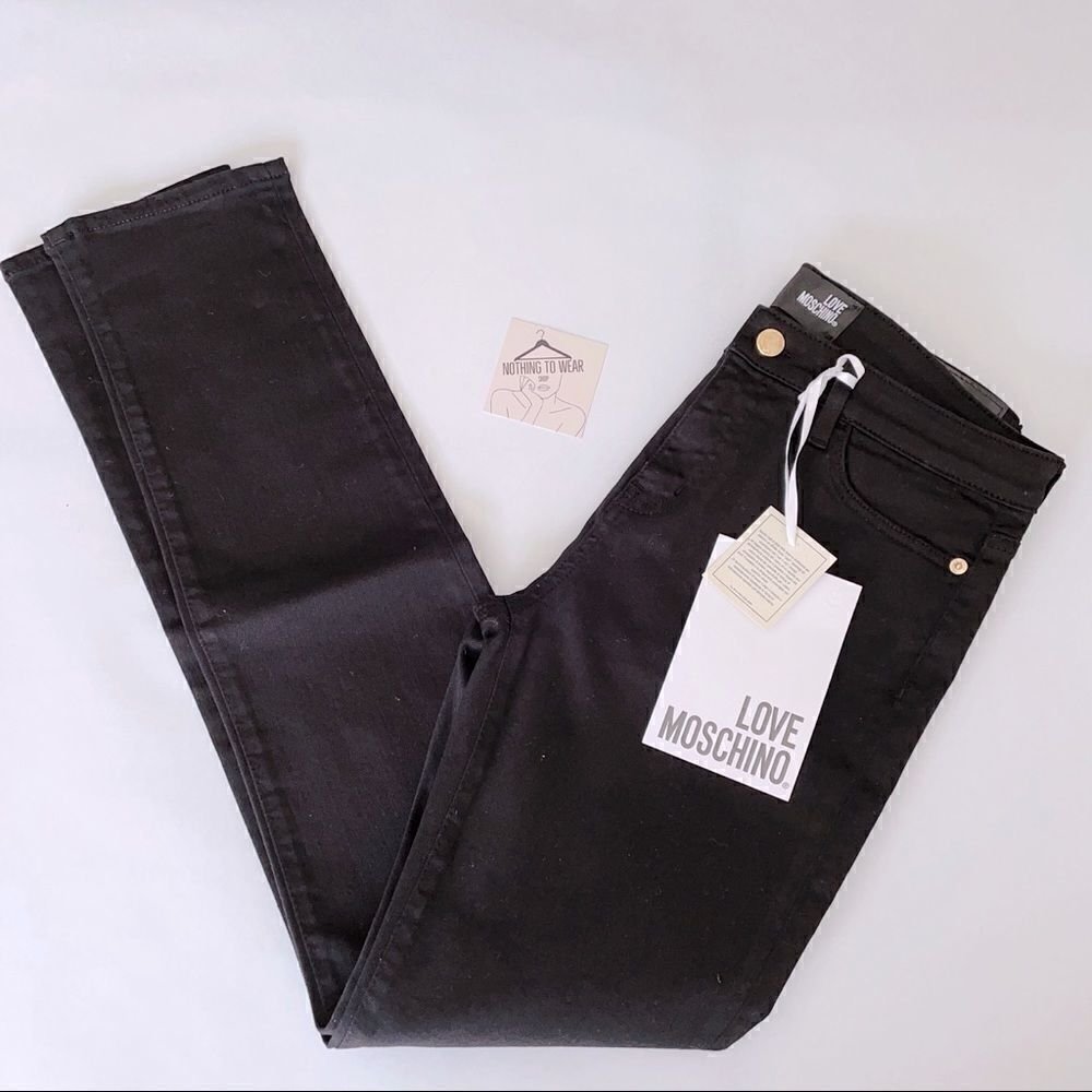 Love Moschino Blackdenim Pants Heartjeans