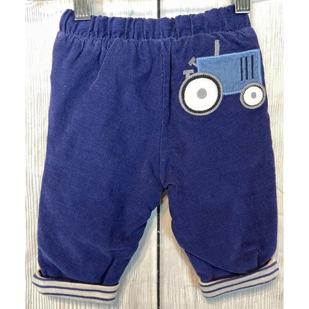 Nwt Baby Boden 0-3 Month Cuffed Corduroy Embroidered Tractor Pants