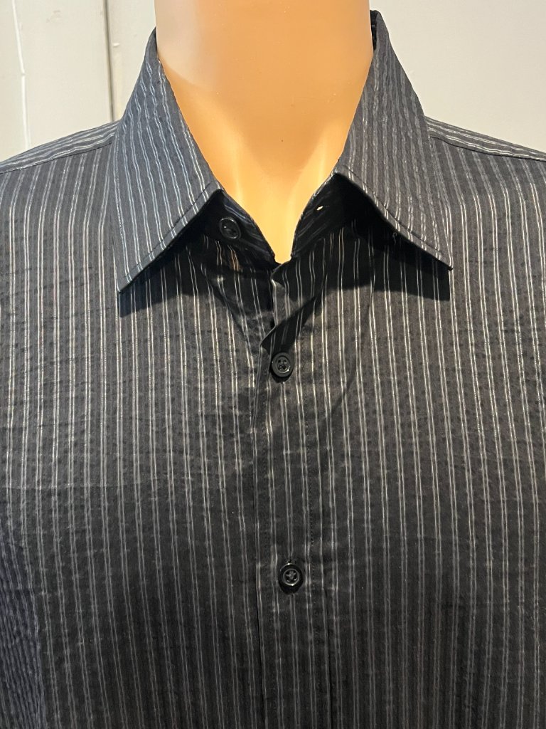 Hugo Boss Black Shirt, Silver Stripped Stretch Slim Fit 2xl Nwot