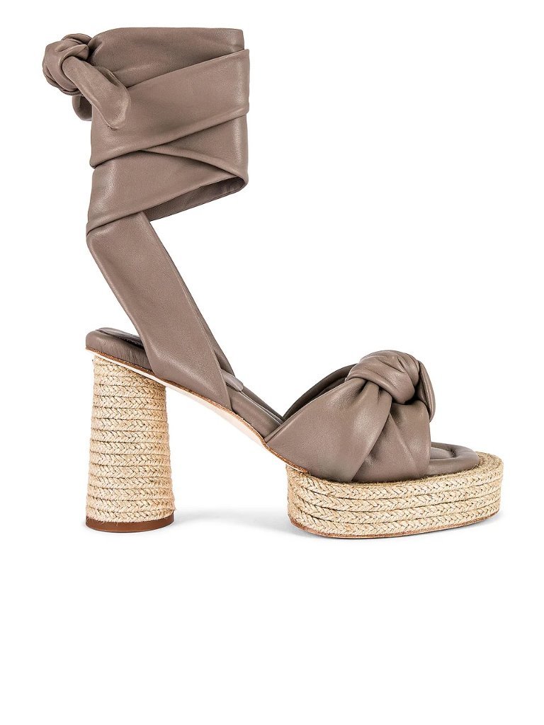 Paloma Barcelo Luna Platform Strappy Sandal Heel Taupe Size 39 Nwt