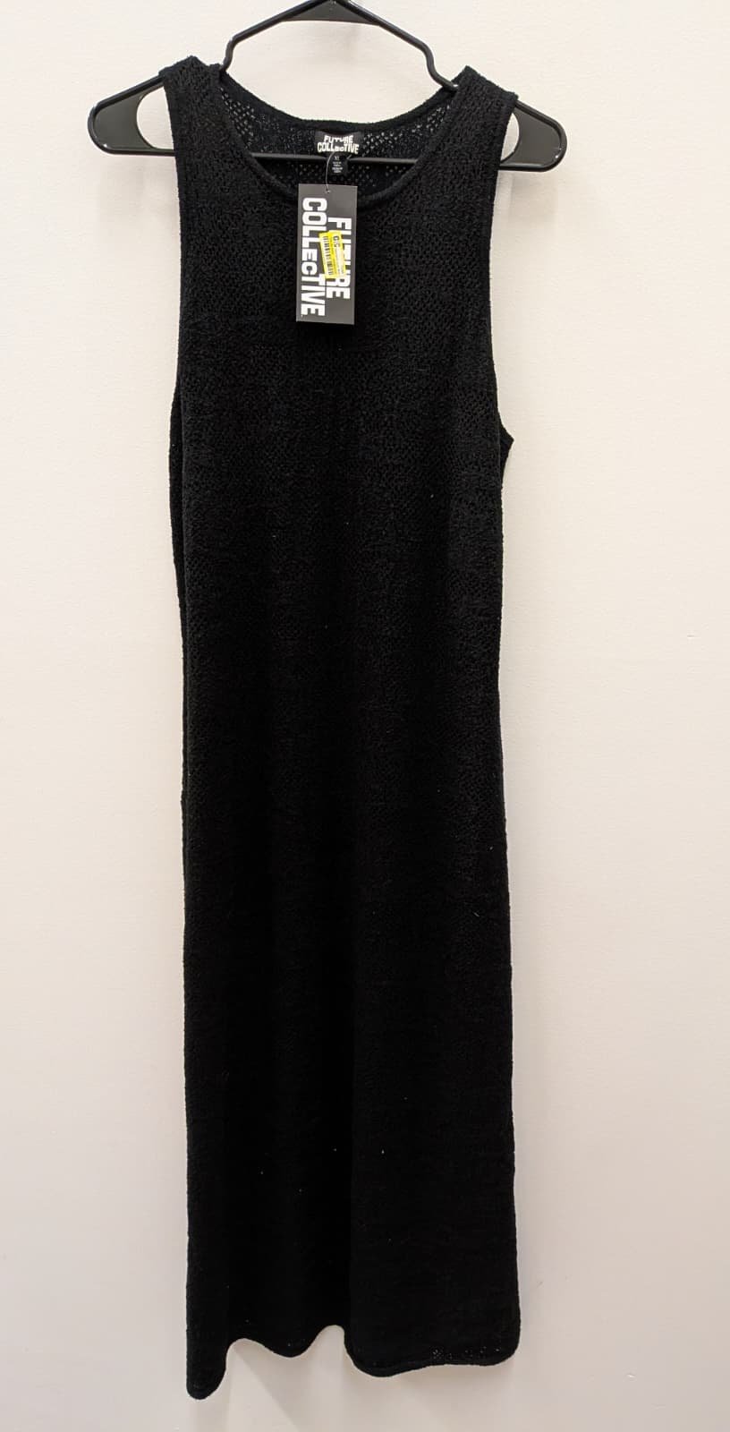Future Collective Black Knit Midi Dress Women’s Xl Sleeveless Textured Casual