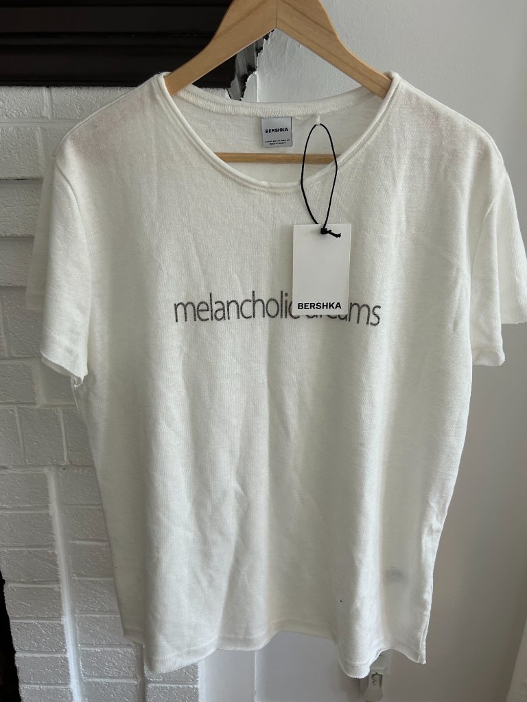 Bershka White Short Sleeve Shirt Size Large Nwt