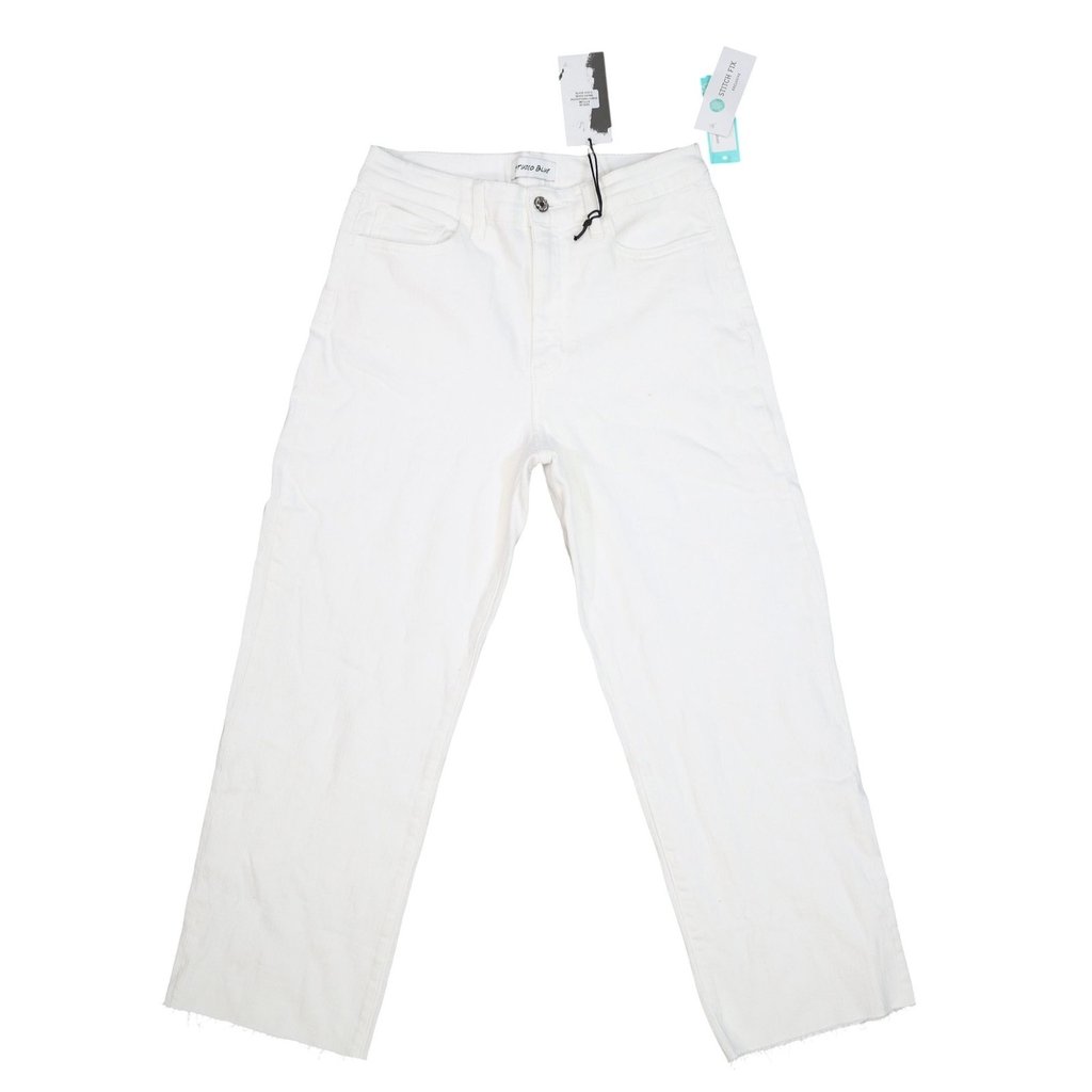 Studio Blue Jeans Womens 6 White High Rise Wide Leg Crop Stretch Denim 26 Inseam