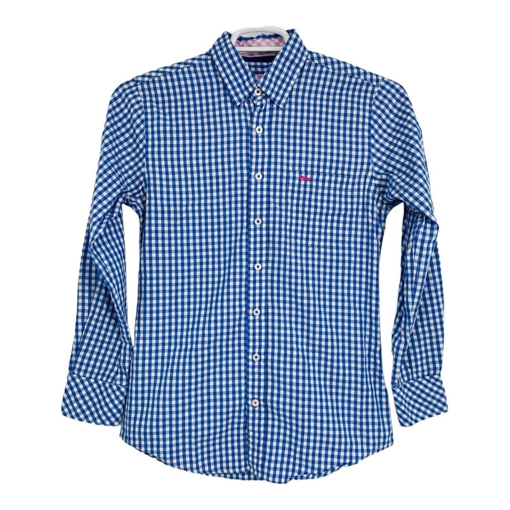 Arturo Calle Golf Mens Sz P S Long Sleeve Checkered Blue And Pink Shirt