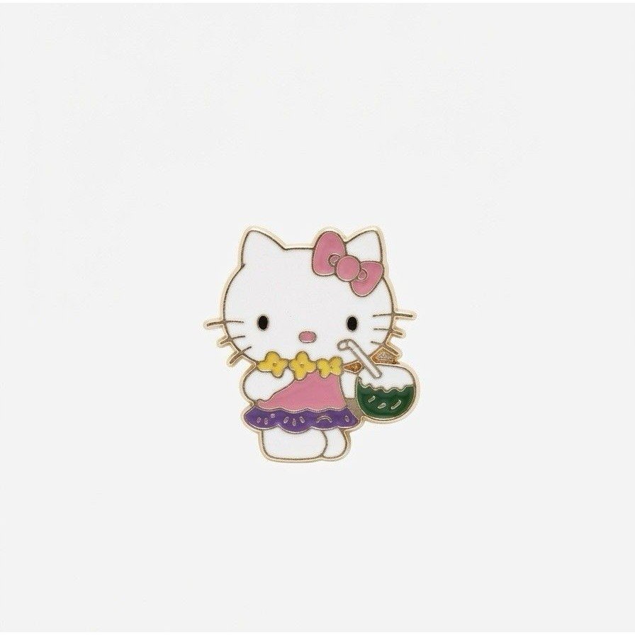 Hello Kitty Zodiac Enamel Pin Gold Metal Vintage Style Sanrio Collectible Gifts