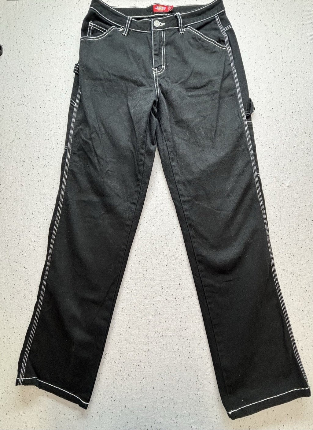Dickies Workwear Pants Black White Contrast Stitch Womens Size 3 / 26 Skater Y2k