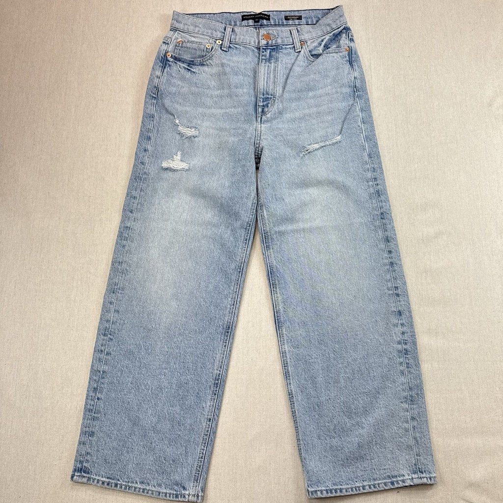 Modern American Savannah High Wide Jeans Womens 27 Mystique Distressed Wide Leg