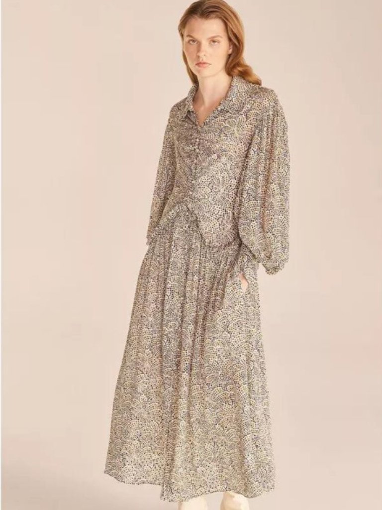 New Rebecca Taylor Speckled Fleur Ruffle Front Shirt Midi Dress Size 4 & 10 Nwt